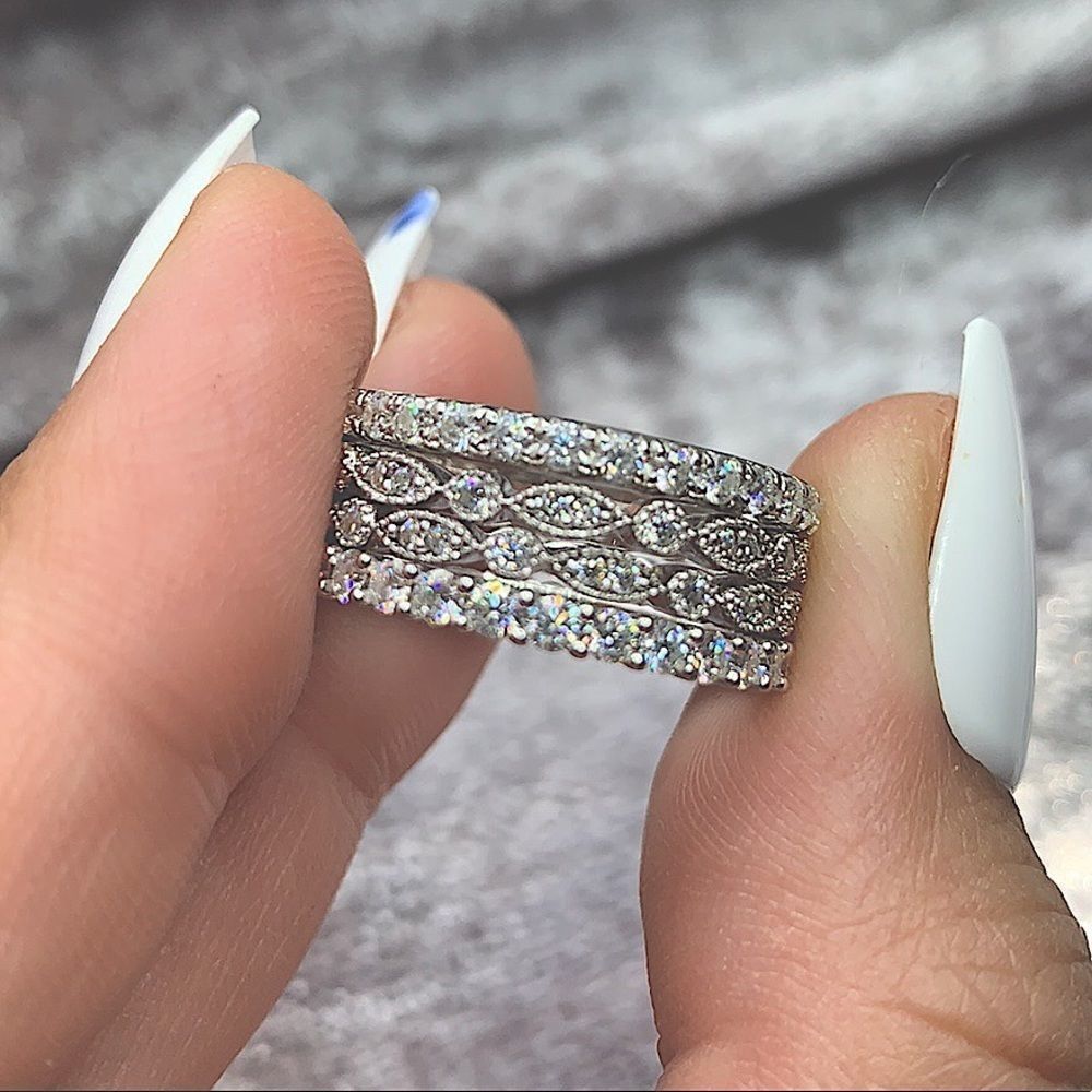 Stacking Diamond wedding band vintage style
